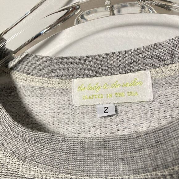 The Lady and the Sailor Black White Stripe Long Sleeve Pullover Terry Fleece - Picture 4 of 9